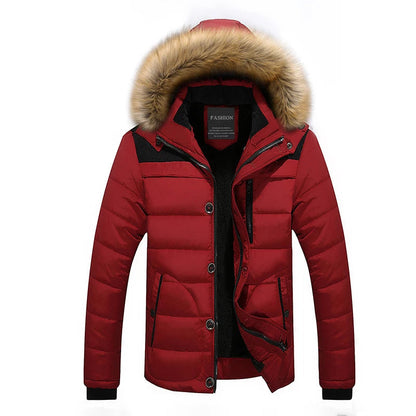 Herren Daunenparka Warm mit Faux-Pelz-Kragen