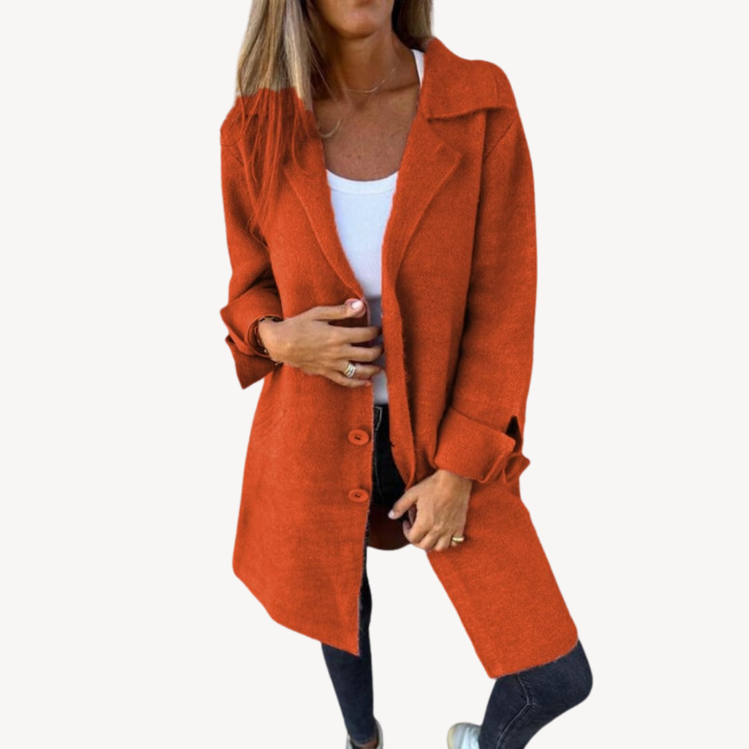 Frauen Langjacke Wollmischung mit Knöpfen
