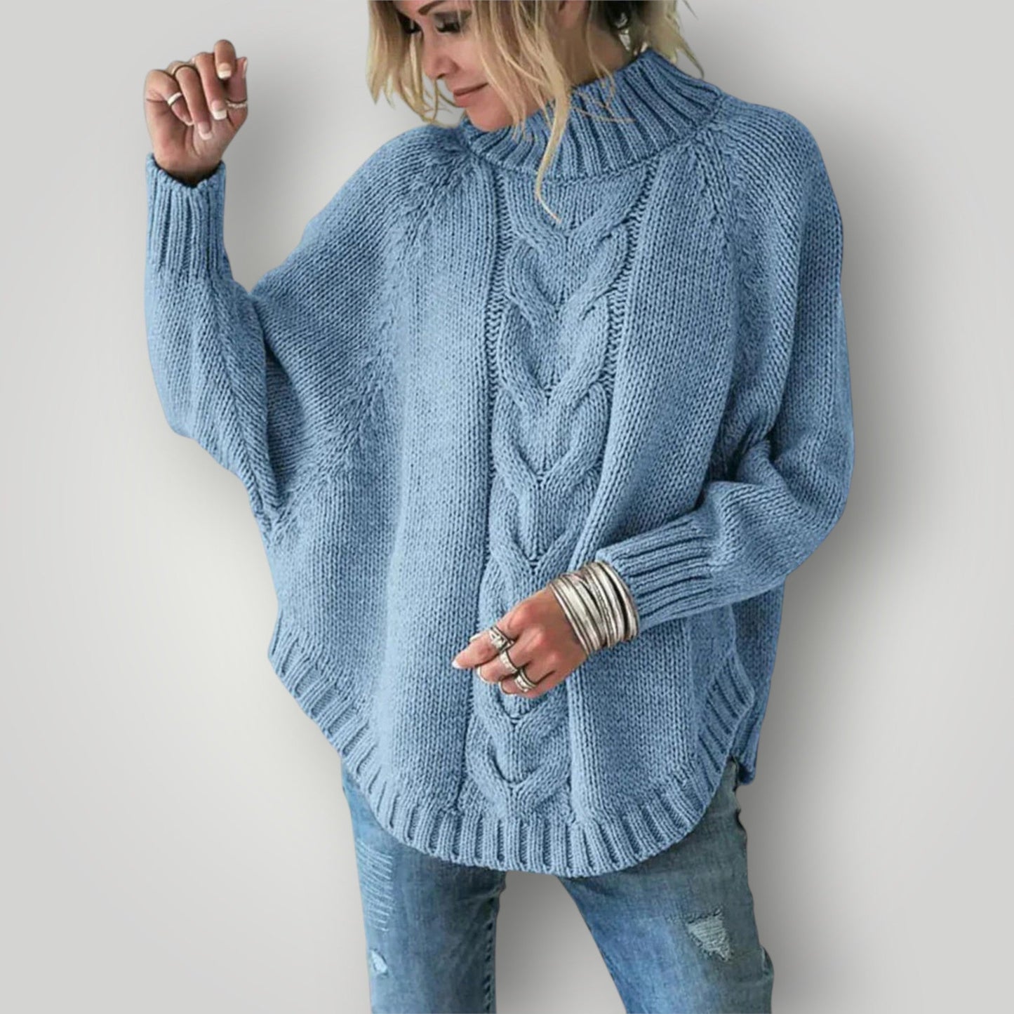 Damen Strickpullover Winterwarm Rollkragen