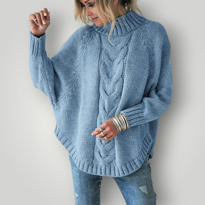 Damen Strickpullover Winterwarm Rollkragen