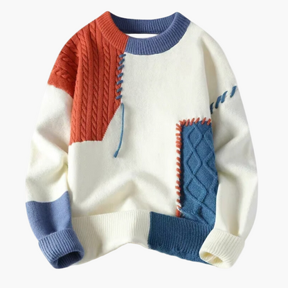 Herren Strickpullover Patchwork Modern Trendig Herbst Winter