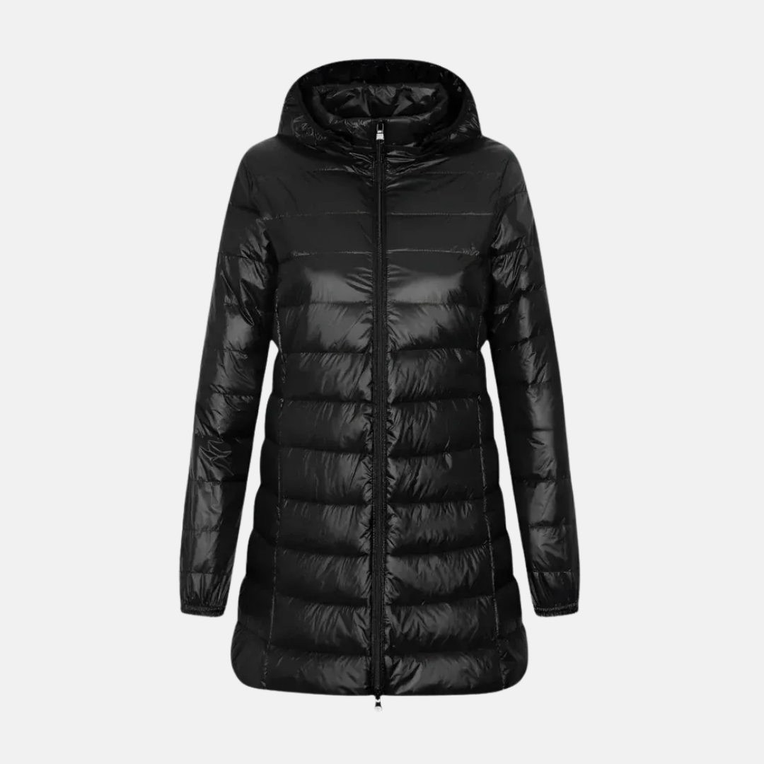 Daunenjacke Damen Mittellang Kapuzenparka Wasserfest - IdealeKleiden