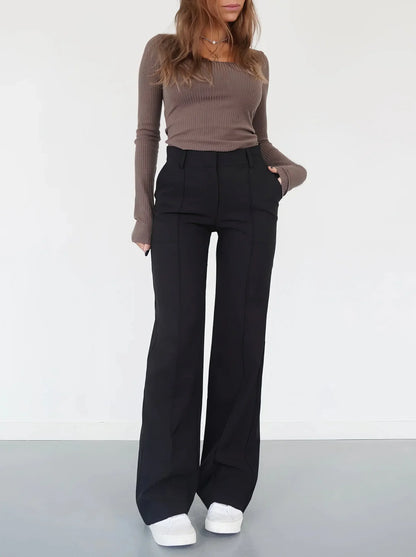 Elegante Damenhoose Hochtaille Chic Stil
