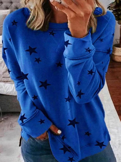 Warmes Winterkleid | Stern-Motiv Rundhals Pullover Damen