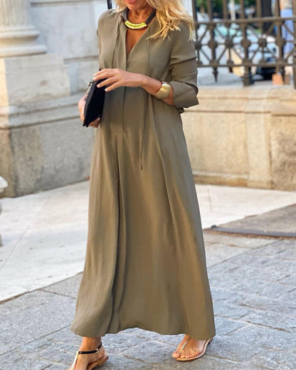 Elegantes Damenkleid Einfarbig Langärmlig