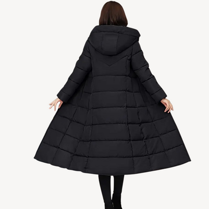 Damen Puffermantel Lang Kapuze Warm - IdealeKleiden