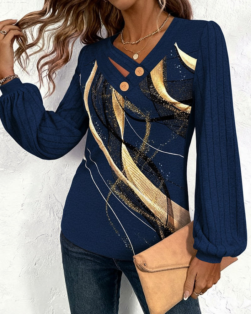 Stylische Kleidung | Gestreift Bedruckt Frauenbluse