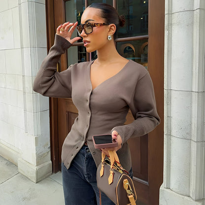 Stylischer Damen Cardigan Mantel Elegant Tailliert