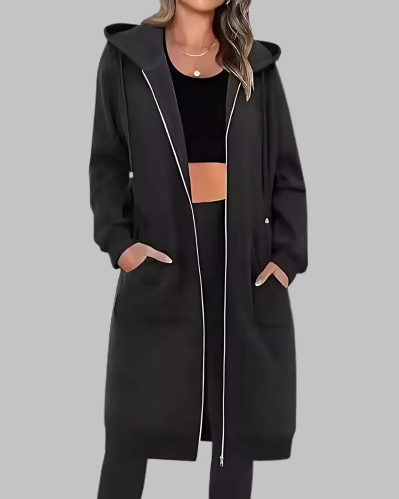 Übergroße Lässige Zip-Up Jacke Damen Oversized - IdealeKleiden