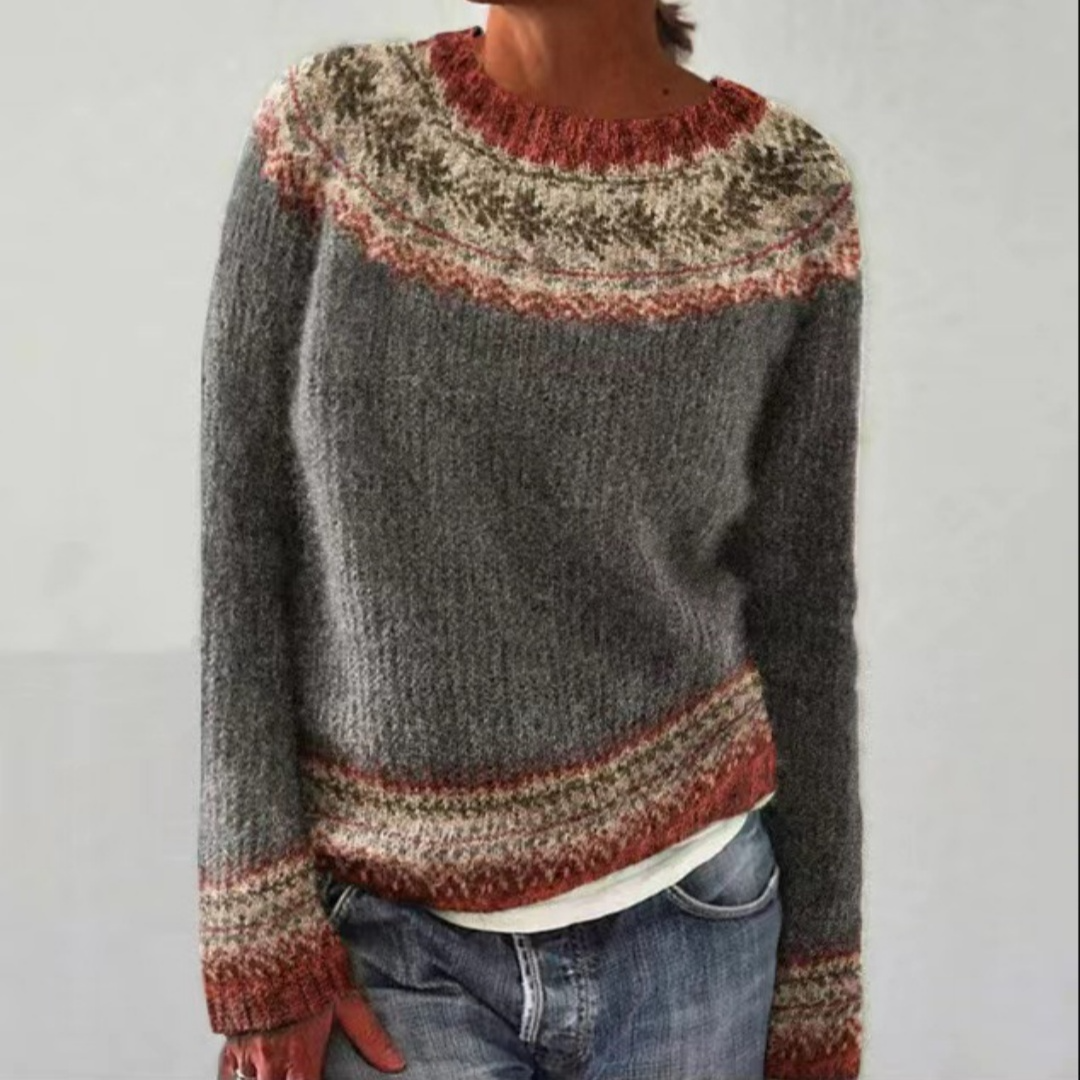 Retro Rollkragenpullover Geometrisches Muster - IdealeKleiden