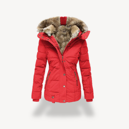 Damen Winterjacke Warm mit Kunstpelzkapuze