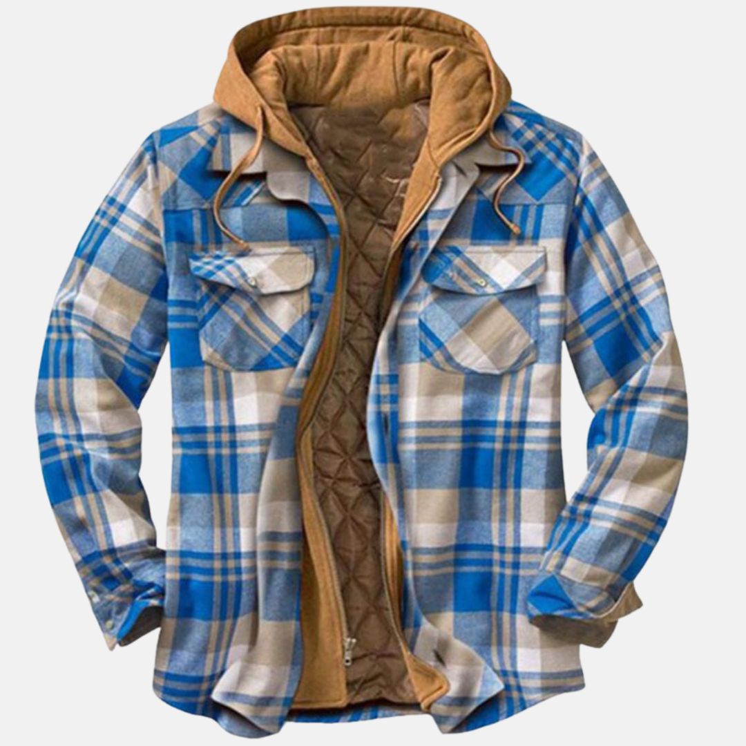 Herren Steppjacke Kariert Warm Bequem