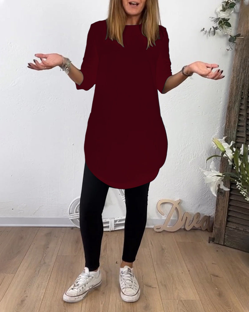 Damenkleid Rundhals Ausschnitt Eleganz