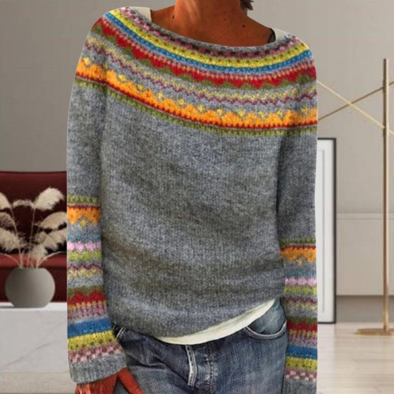 Stylischer Strickpullover Geometrisches Muster