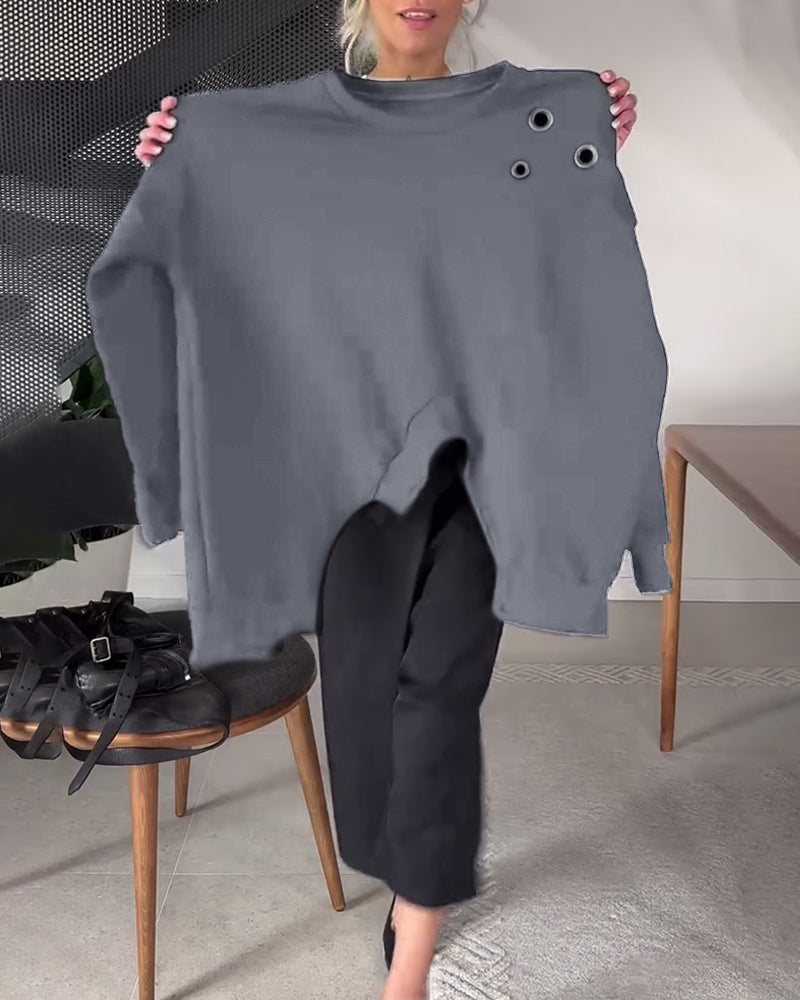Klassisches Sweatshirt Rundhals Unifarben