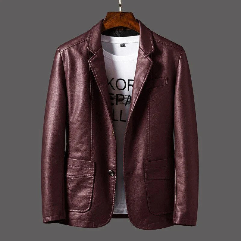 Elegante Lederjacke Herren Modern Schwarz