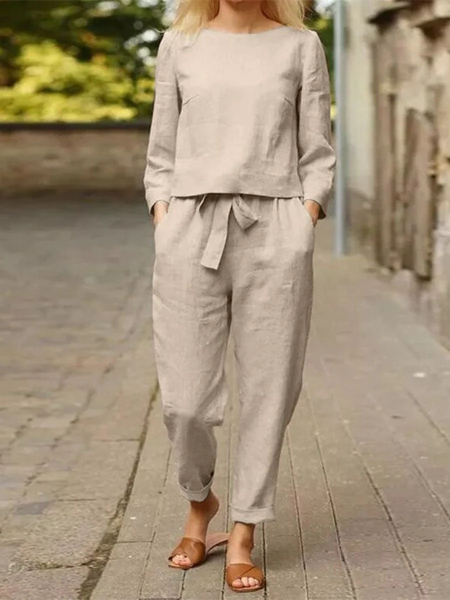 Damen Sport-Set Langarm Oberteil Hochtaille Hose