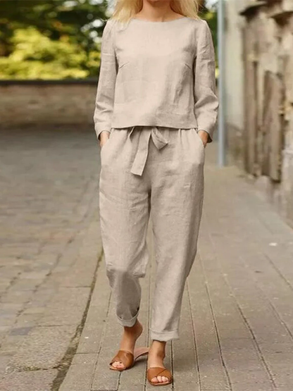 Damen Sport-Set Langarm Oberteil Hochtaille Hose