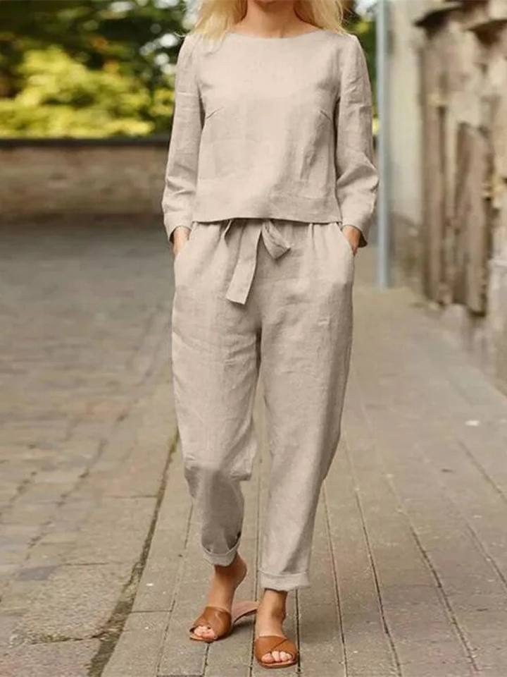 Damen Sport-Set Langarm Oberteil Hochtaille Hose