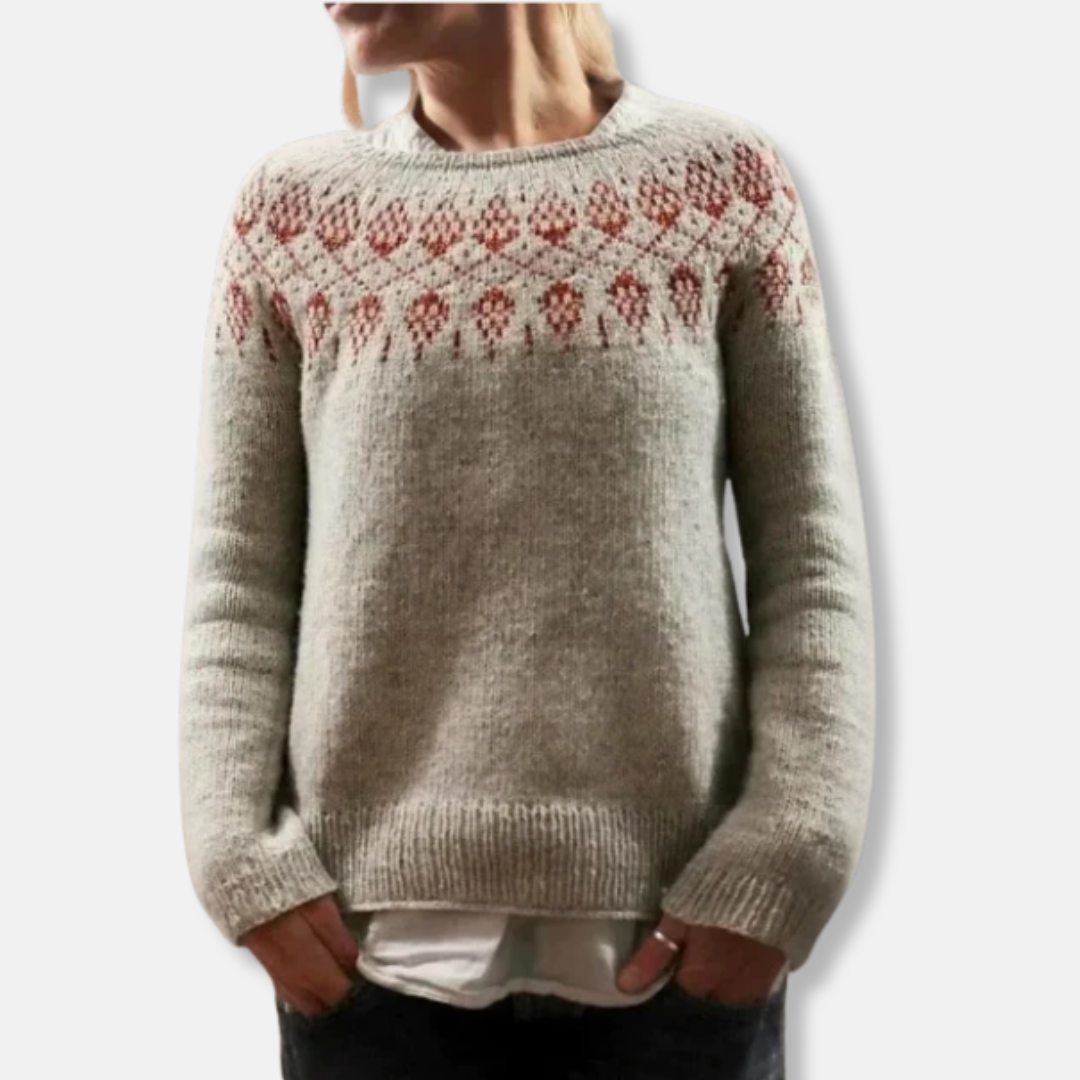 Wolle Pullover Rundhals Nordisch Relaxed Fit - IdealeKleiden