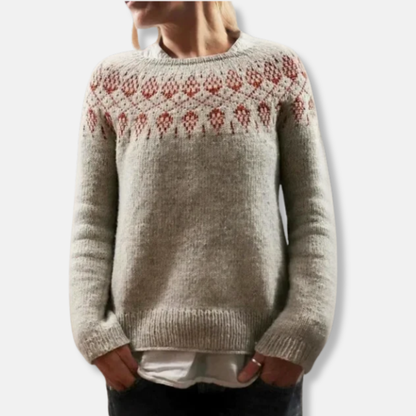 Wolle Pullover Rundhals Nordisch Relaxed Fit - IdealeKleiden