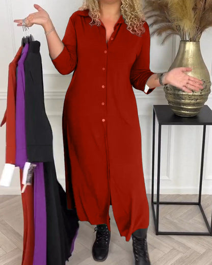 Elegantes Hemdkleid Mit Knöpfen