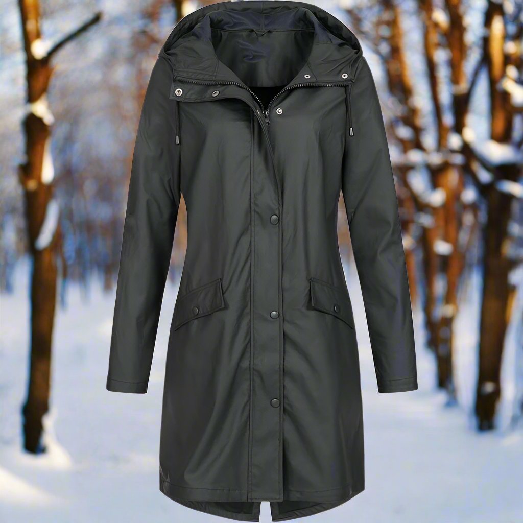 Kapuzenregenjacke Damen Locker Geschnitten - IdealeKleiden