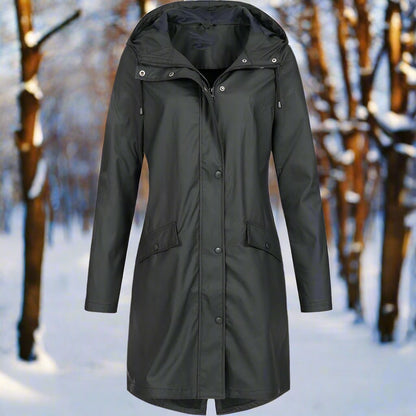 Kapuzenregenjacke Damen Locker Geschnitten - IdealeKleiden