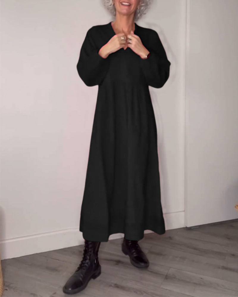 Elegantes Abendkleid V-Ausschnitt Langärmlig