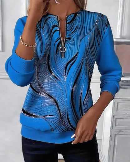 ModeKleid Lässig Bedruckt Reißverschluss