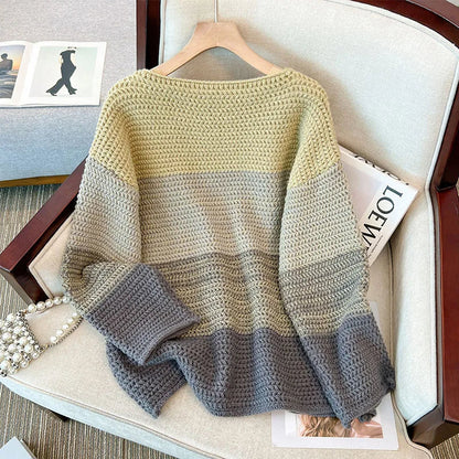 Damen Oversized Pullover Patchwork Style
