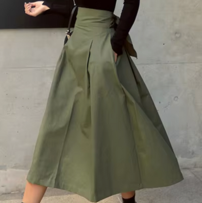 Eleganter Maxi-Rock Damen Kleid mit Schleife