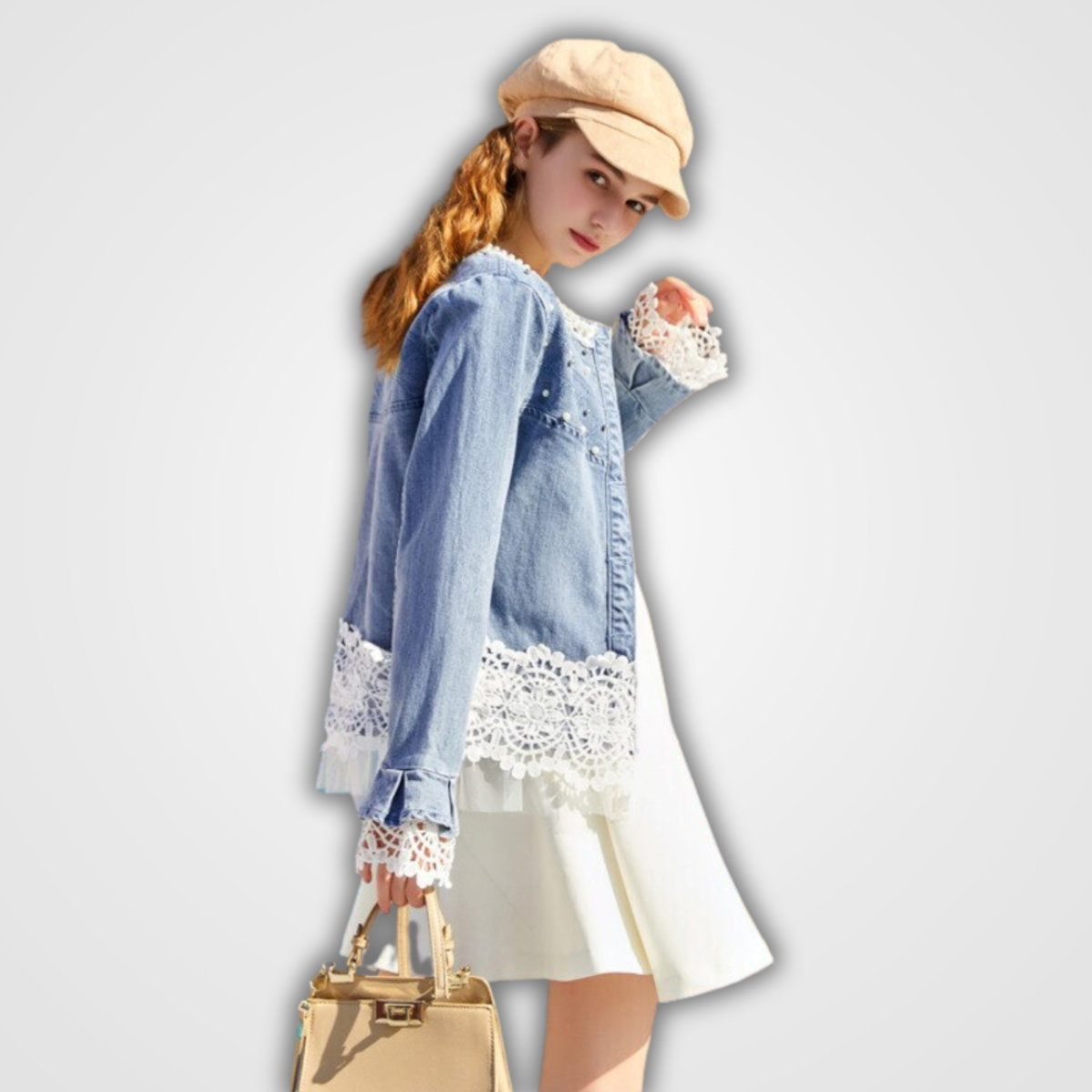 Modische Jeansjacke Mit Kanten Detail - IdealeKleiden