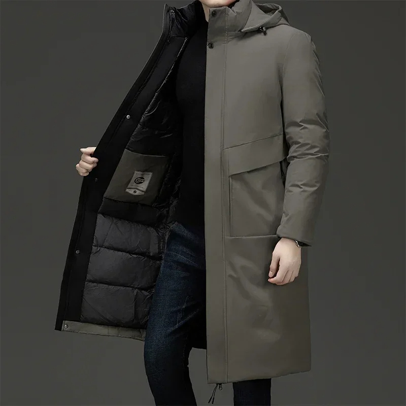 Herren Longline Parka Warm Isoliert Kapuze