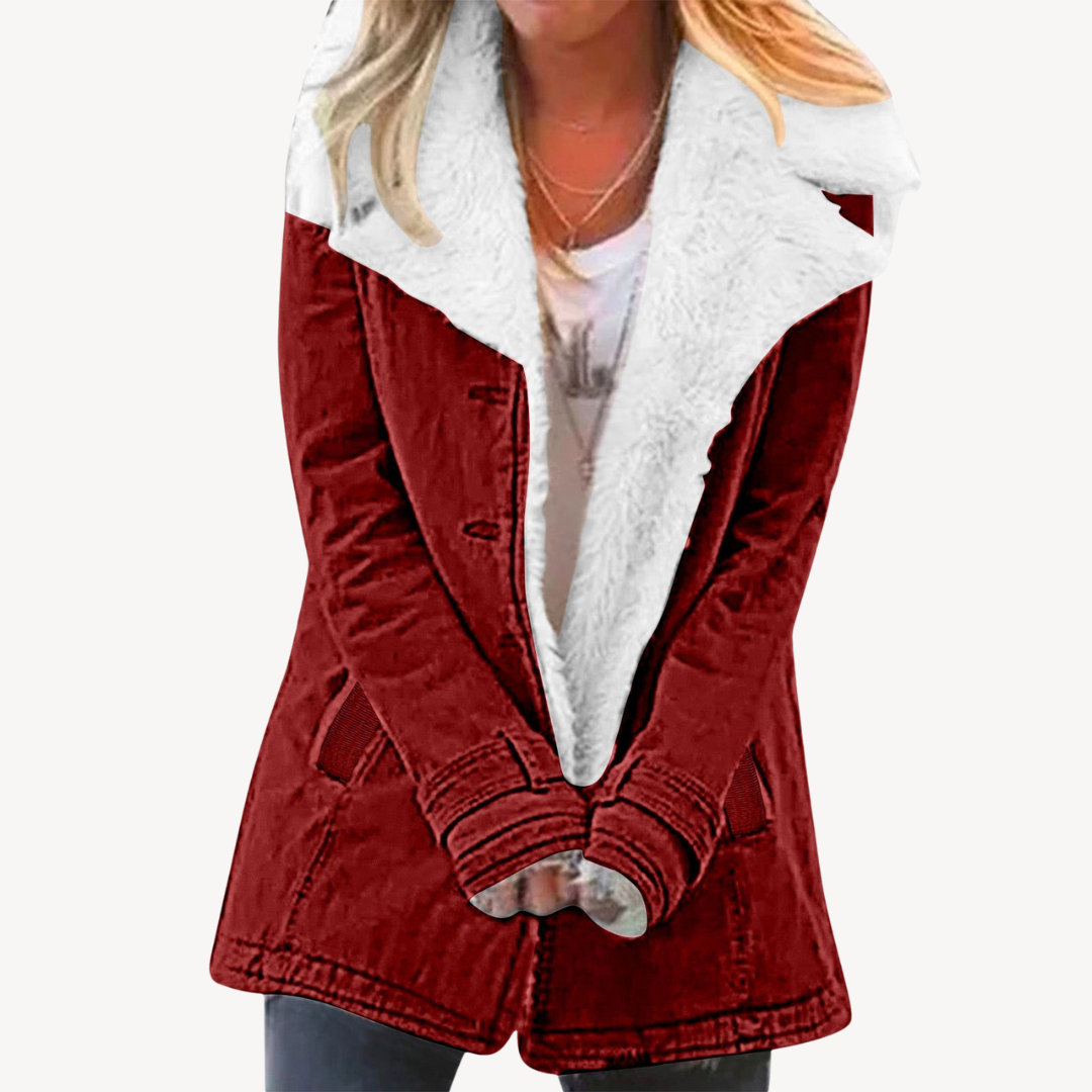 Damen Sherpa Fleece Denimjacke Warm - IdealeKleiden