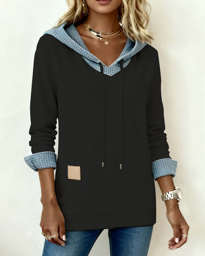 Kuscheliges Sweatshirt Kapuze Waffelmuster