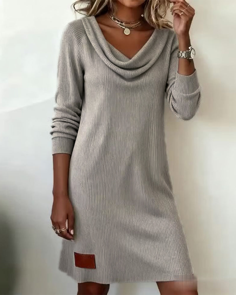 Elegantes Damenkleid Langärmlig mit Weichem Kragen