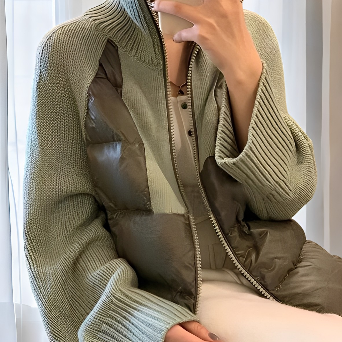 Damen Strickjacke Bequem Reißverschluss