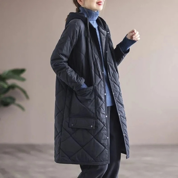 Langer Damenmantel Elegant Gepolstert Winter