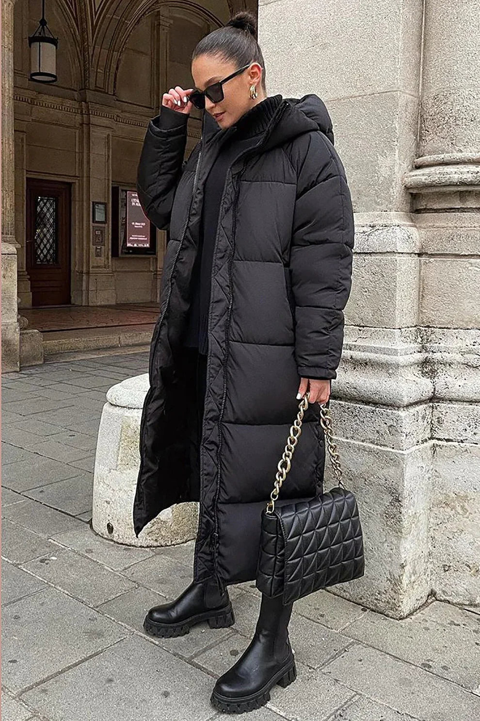 Warme Winterjacke Lang Damen Daunen Mantel