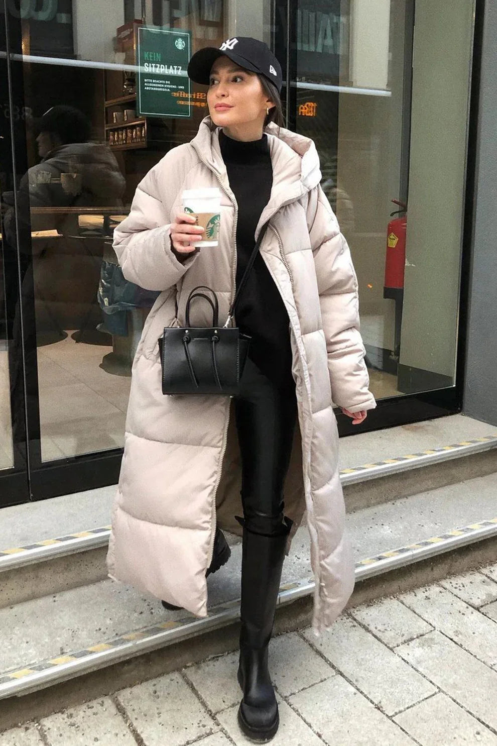 Warme Winterjacke Lang Damen Daunen Mantel