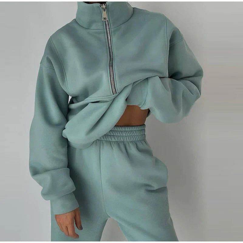 Damen Sportanzug mit Reißverschluss, Sweatshirt und Hose