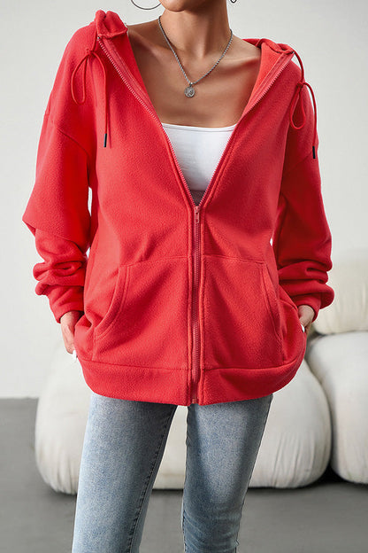 Bequemer Pullover Cardigan mit Kapuze