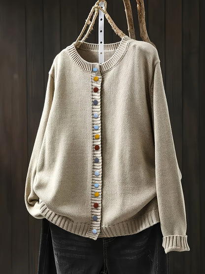 Damen Strickpullover mit Knöpfen Elegant