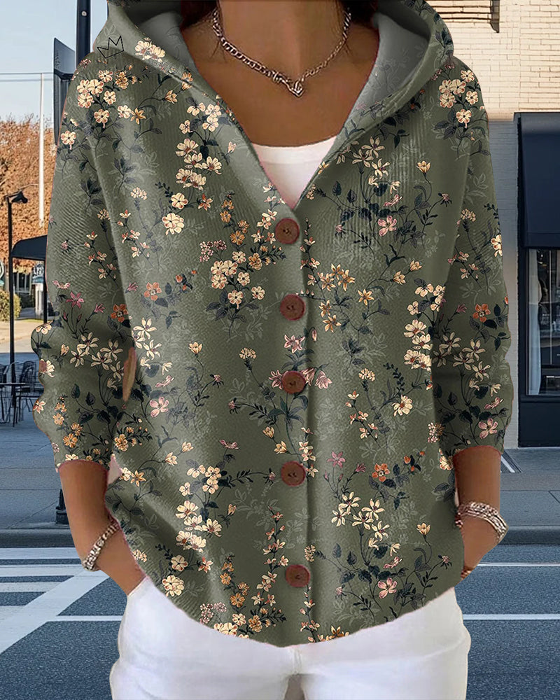 Mode Hoodie Kapuze Knopf Druck - IdealeKleiden