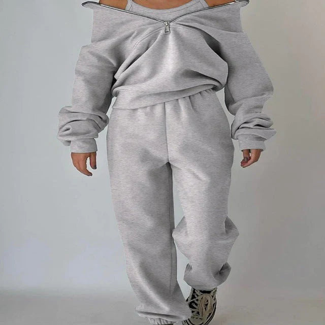 Damen Sportanzug mit Reißverschluss, Sweatshirt und Hose