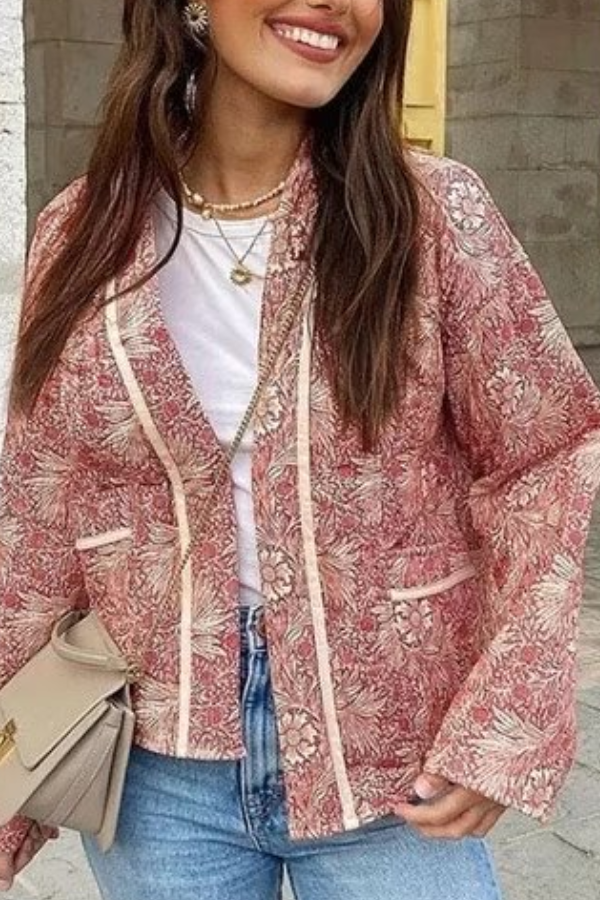 Stylischer Bedruckter Cardigan Langarm Baumwolle - IdealeKleiden