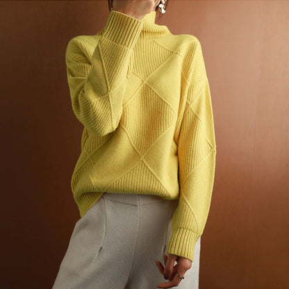 Gemütlicher Rollkragen Pullover Zopf Muster - IdealeKleiden