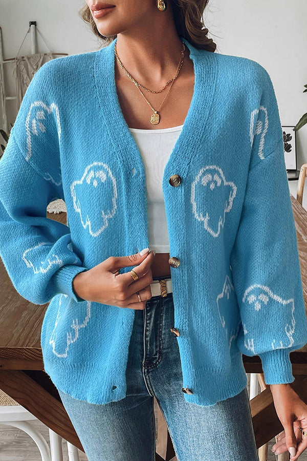 Spukhafte Halloween Pullover mit Knöpfen