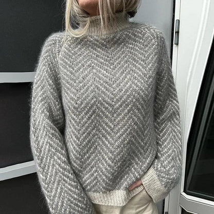 Grau Meliert Langarm Pullover - IdealeKleiden
